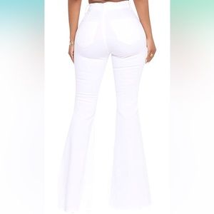 White flare jeans